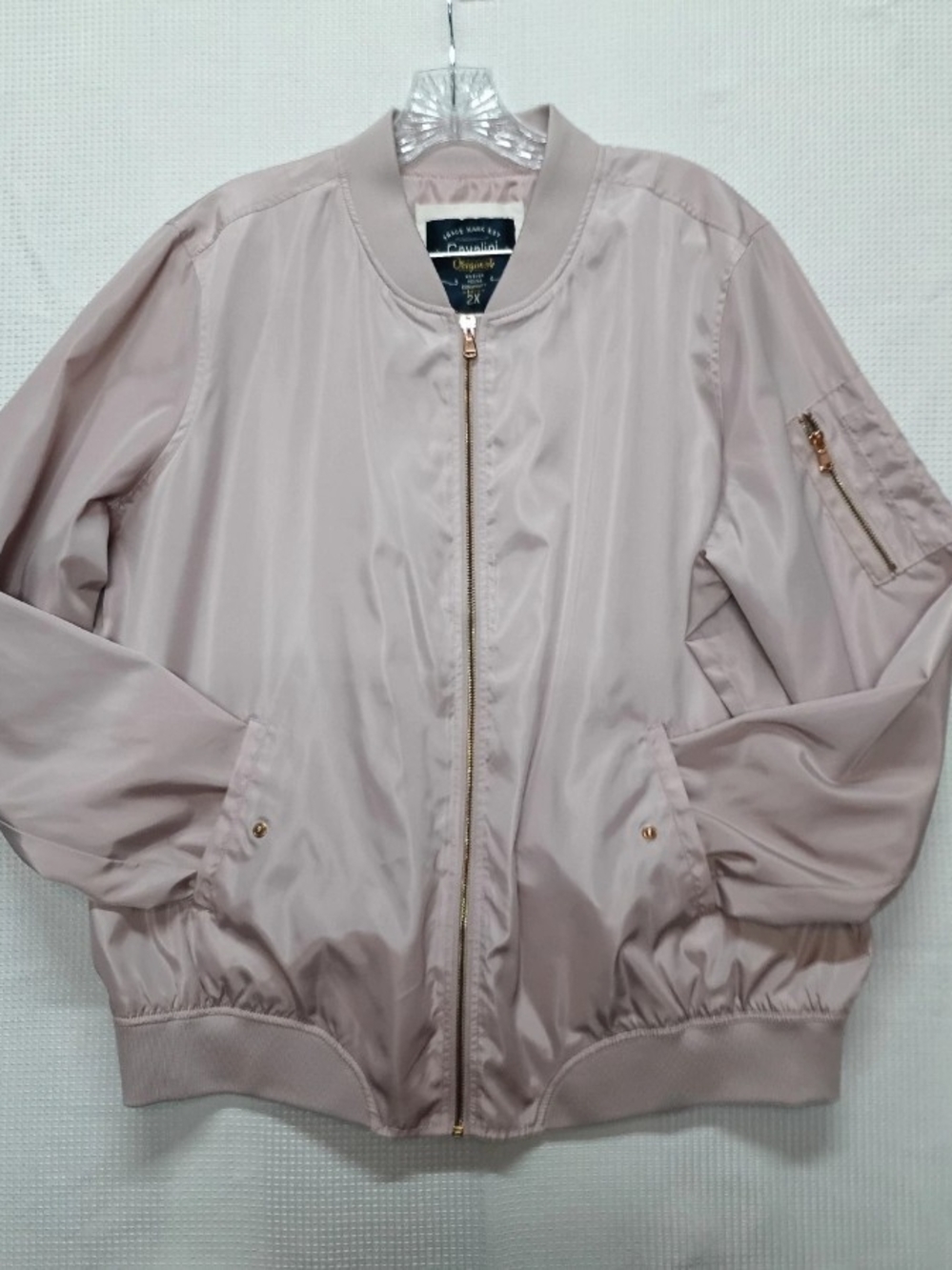 Cavalini Soft Blush Pink Bomber Jacket with Gold Zipper